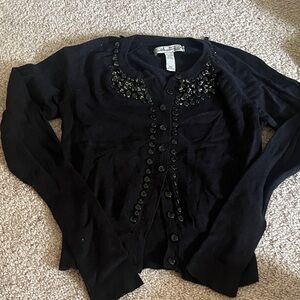 Vintage American Rag Y2K Black Embellished Cardigan
